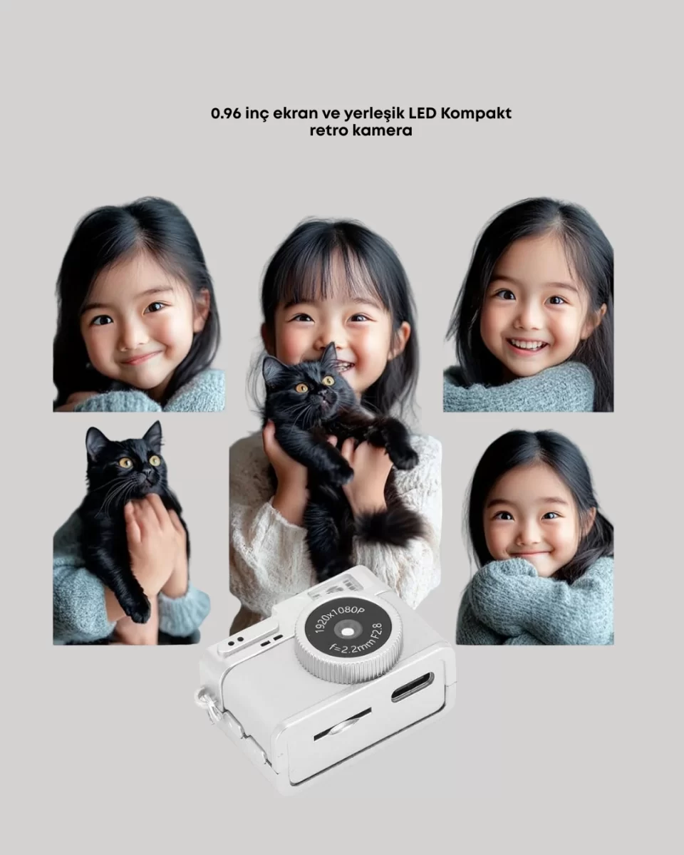 Kompakt Mini Kamera Retro Tasarım 128GB Hafıza 1080P Video - Görsel 5