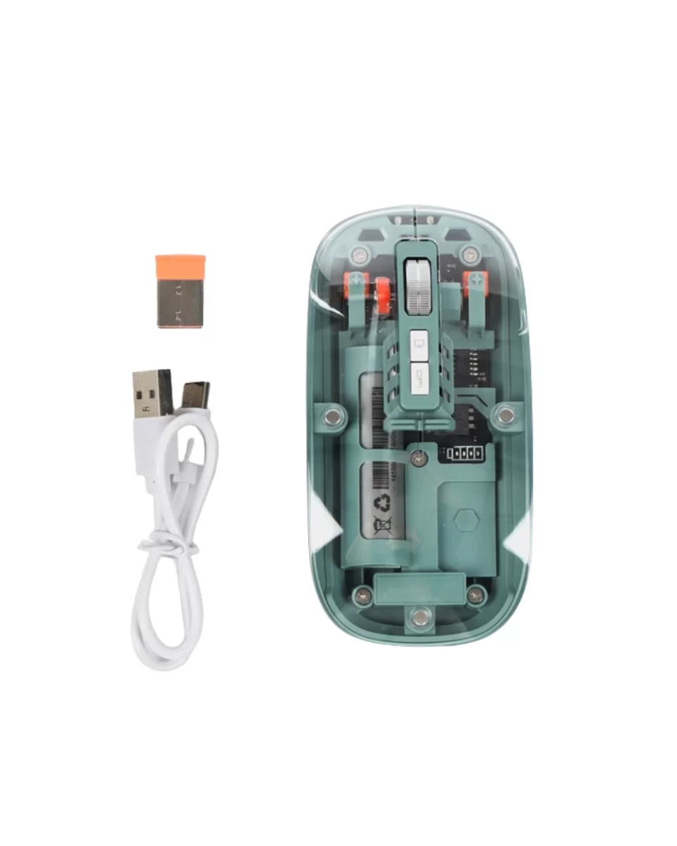 Bluetooth ve 2.4G USB Destekli Pilli Kablosuz Şeffaf Mouse - Görsel 2
