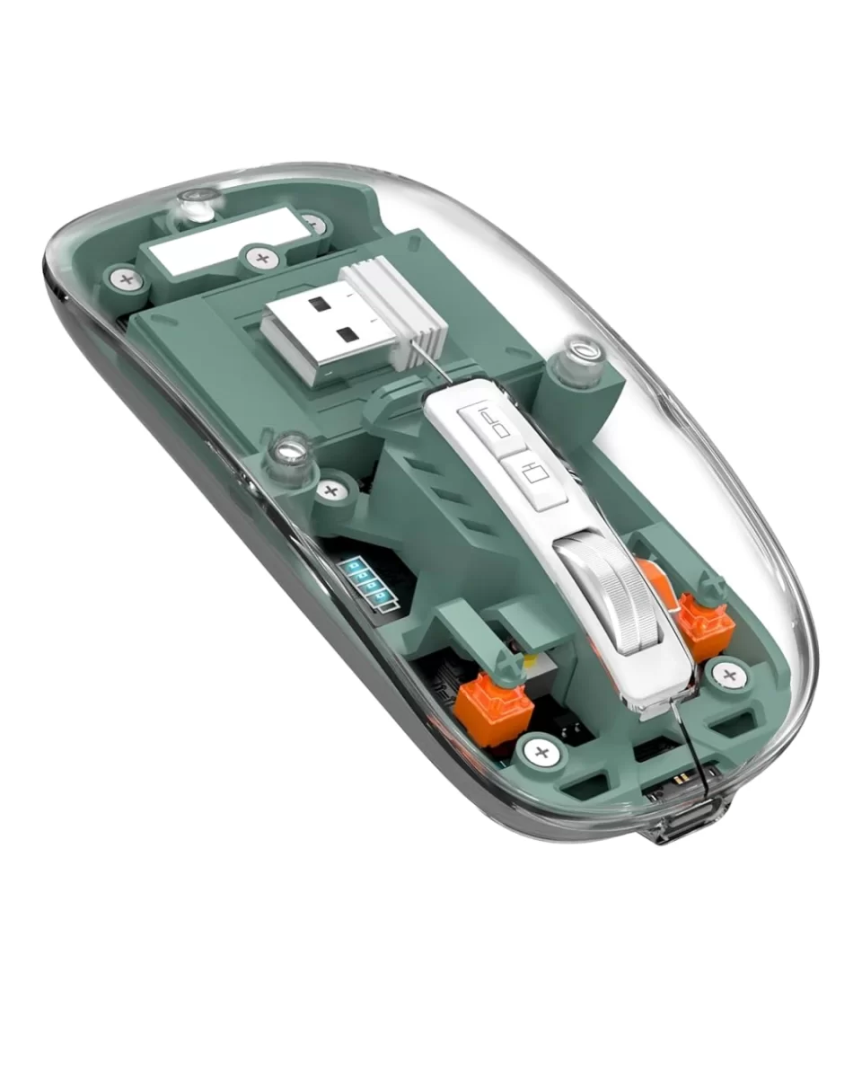 Bluetooth ve 2.4G USB Destekli Pilli Kablosuz Şeffaf Mouse - Görsel 3