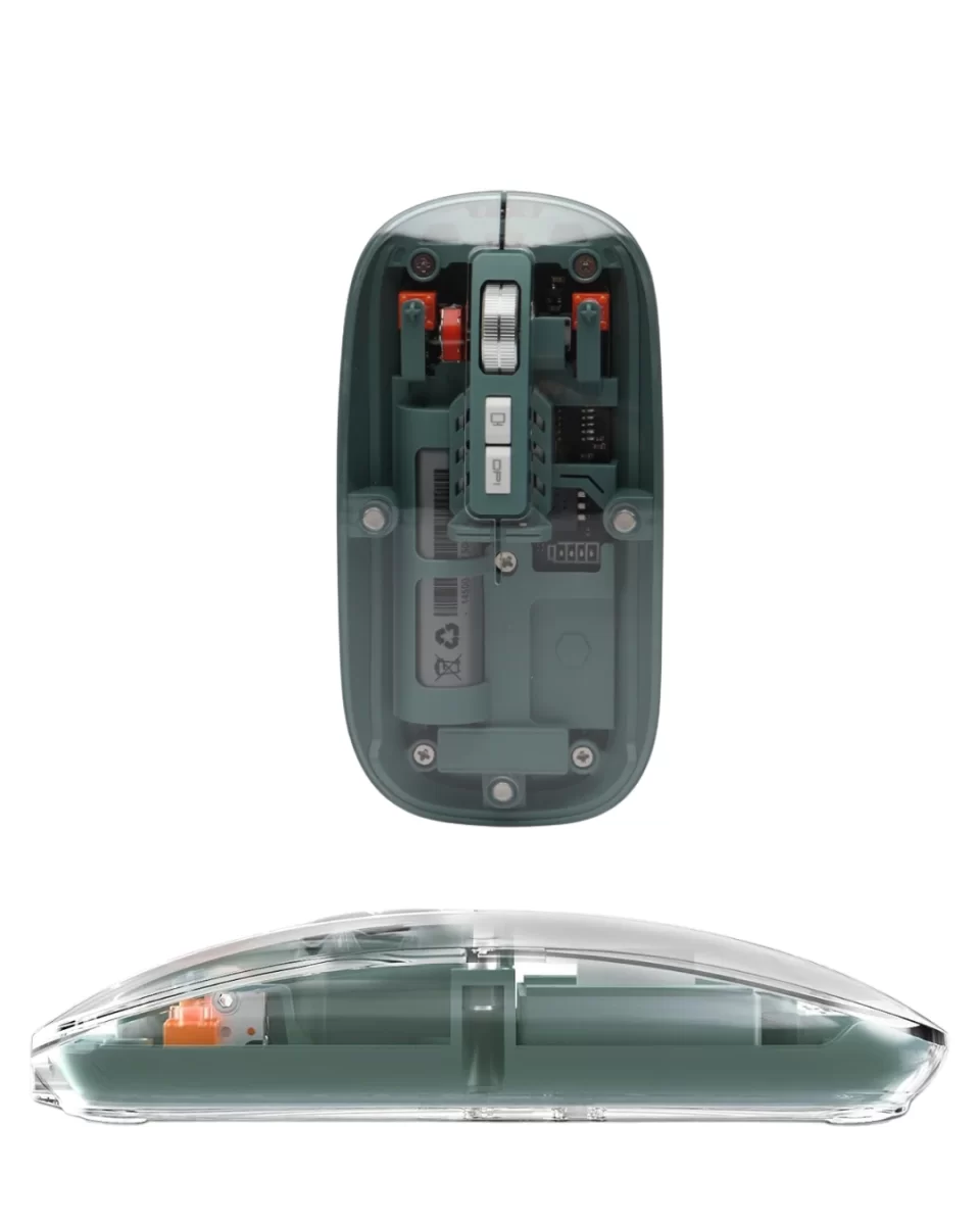 Bluetooth ve 2.4G USB Destekli Pilli Kablosuz Şeffaf Mouse - Görsel 5