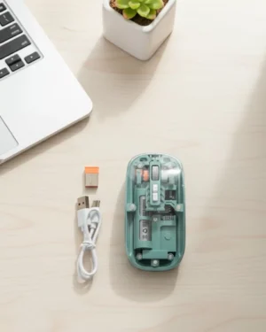 Bluetooth ve 2.4G USB Destekli Pilli Kablosuz Şeffaf Mouse
