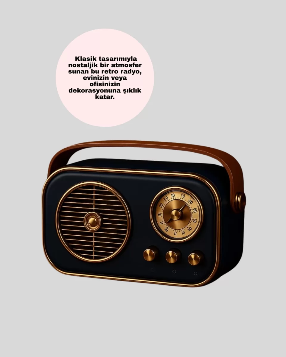 Retro Tarz Kablosuz Radyo – Bluetooth, USB ve TF Kart Girişli - Görsel 3