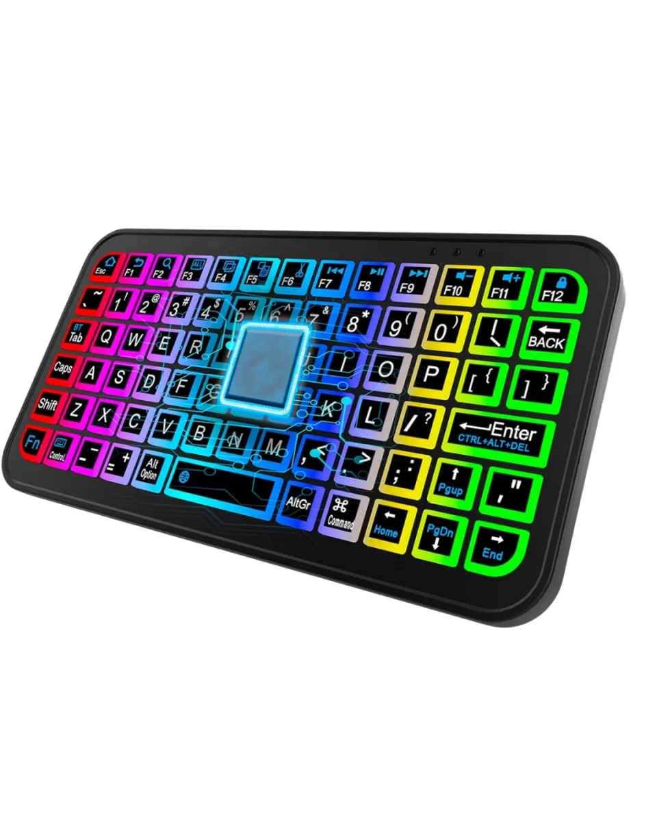 Siyah Kablosuz Mini RGB Işıklı Klavye Bluetooth 5.2 İnce Tasarım - Görsel 4