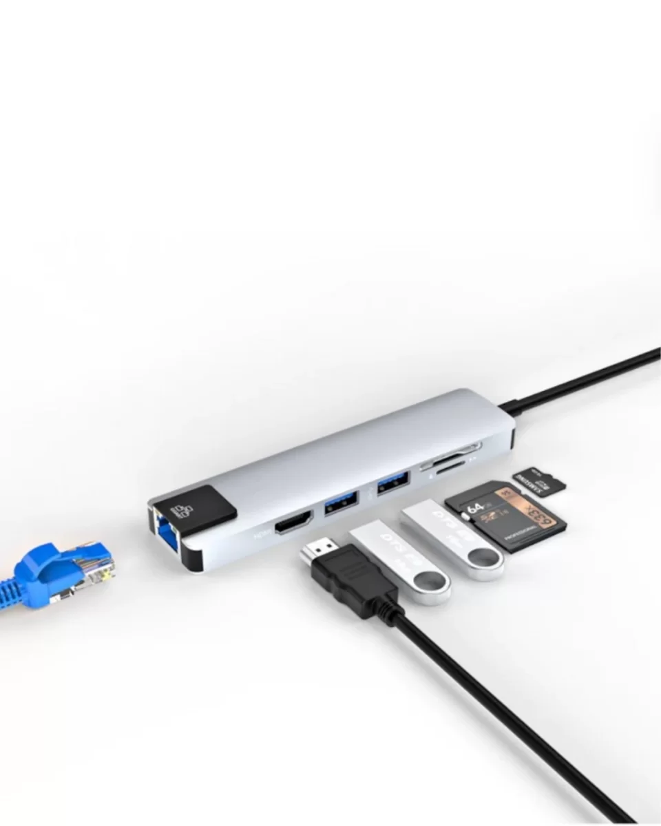 USB C Çoklu Port Adaptör HDMI USB Ethernet SD Kart Hub - Görsel 3