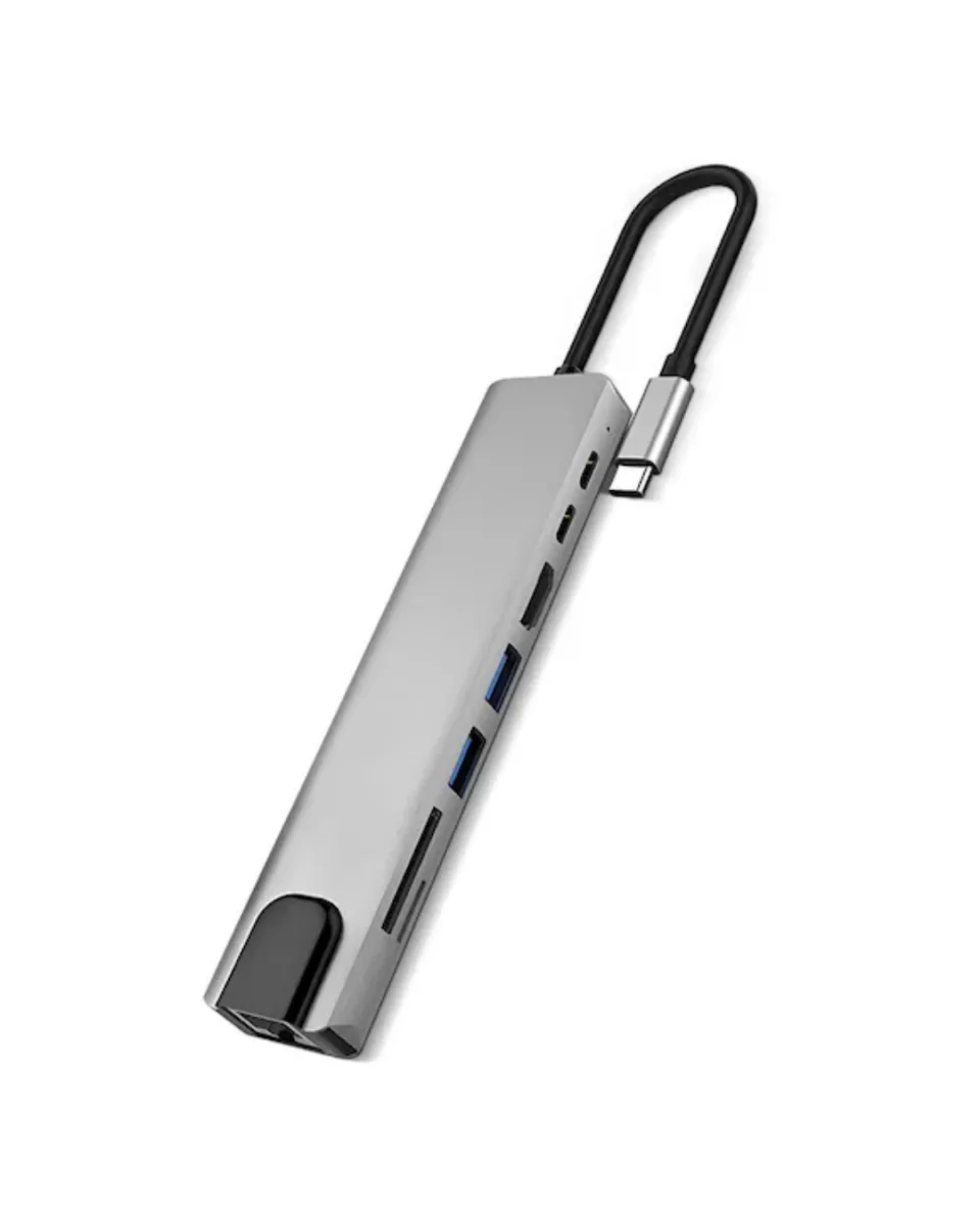 Type C Çoklu Port Hub 8 Port USB HDMI SD Kart Ethernet Adaptör - Görsel 5