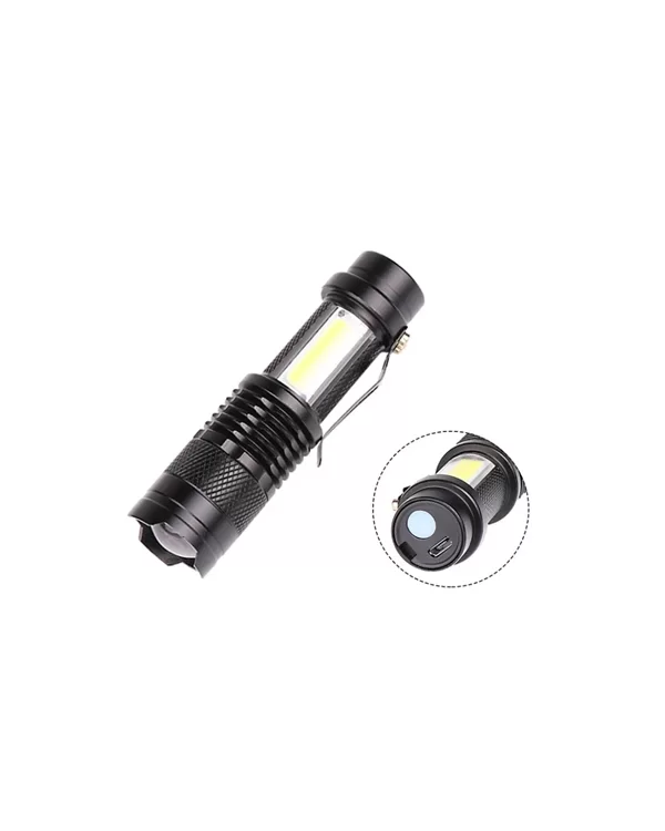 Şarjlı LED El Feneri - 14500 Pil Dahil, 4 Işık Modu, Mini Boy - Görsel 3