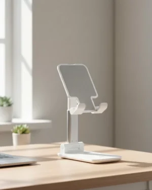 Ayarlanabilir Ergonomik Katlanabilir Masaüstü Telefon Tutucu Beyaz