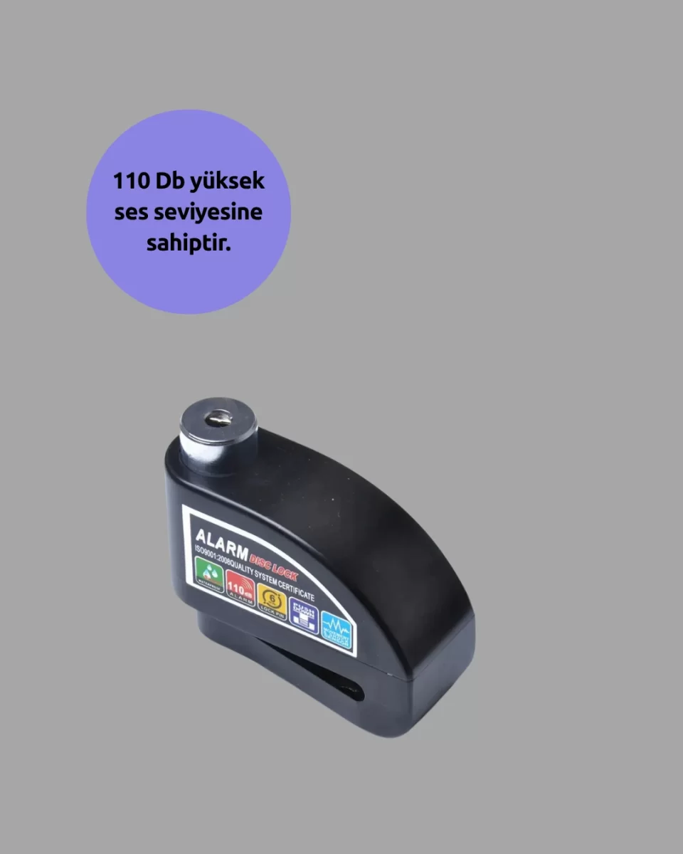 Yüksek Sesli 110dB Çelik Disk Kilidi Su Geçirmez - Görsel 2
