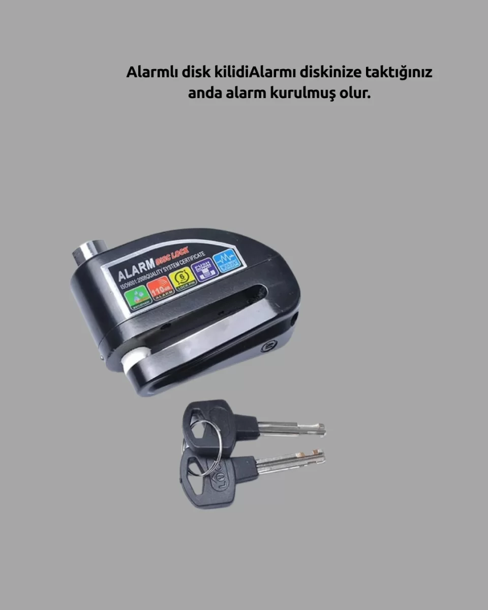 Suya Dayanıklı 110dB Alarmlı Çelik Disk Kilidi - Görsel 4