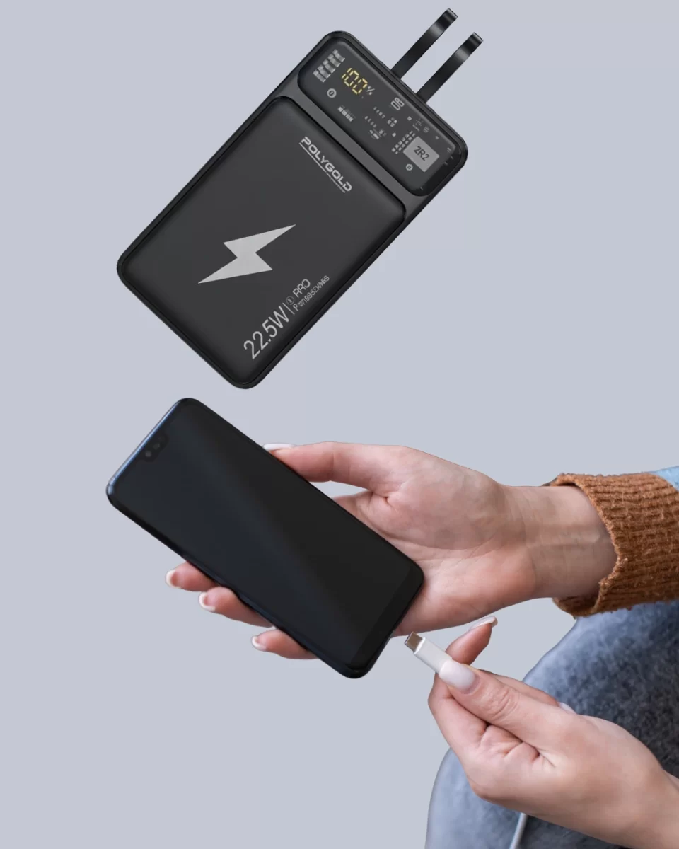 Powerbank Dahili Ekranlı 10000 mAh Çift Kablolu - Görsel 5