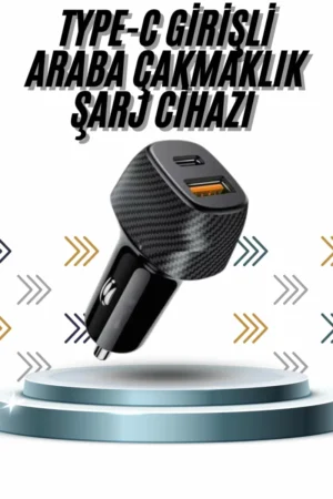 Hızlı Oto Şarj Cihazı 38W Çift Girişli HIzlı Şarj Oto Çakmaklık Type-C