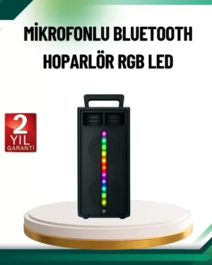 Şarjlı Işıklı Bluetooth Hoparlör | USB, AUX, TF Kart ve Radyo Destekli