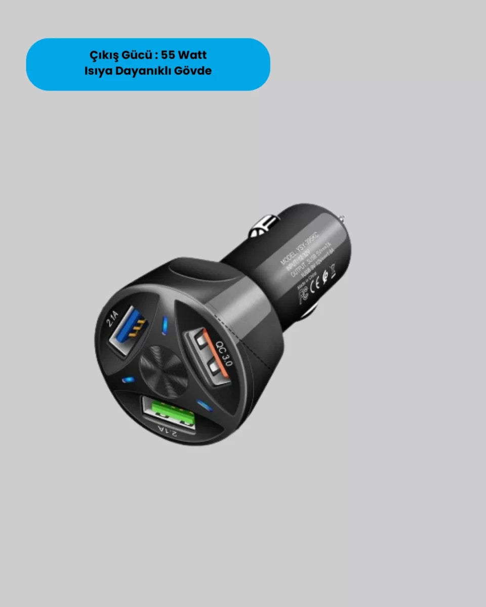 55W PD ve Quick Charge 3.0 Destekli Polygold Araç Şarj Adaptörü - Görsel 2