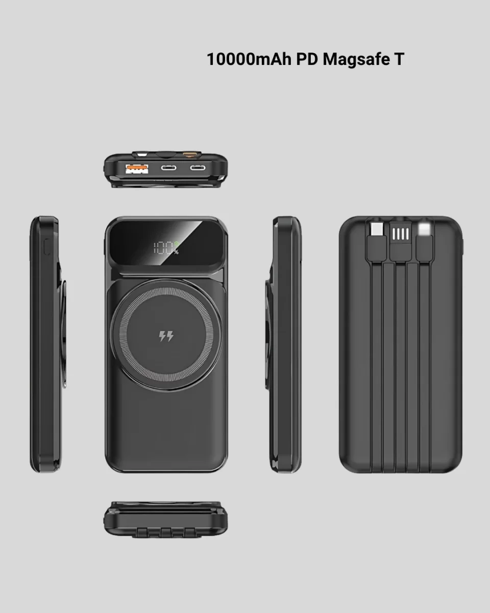 15W Kablosuz Hızlı Şarjlı 10000 mAh Powerbank – Taşınabilir, LED Göstergeli - Görsel 2