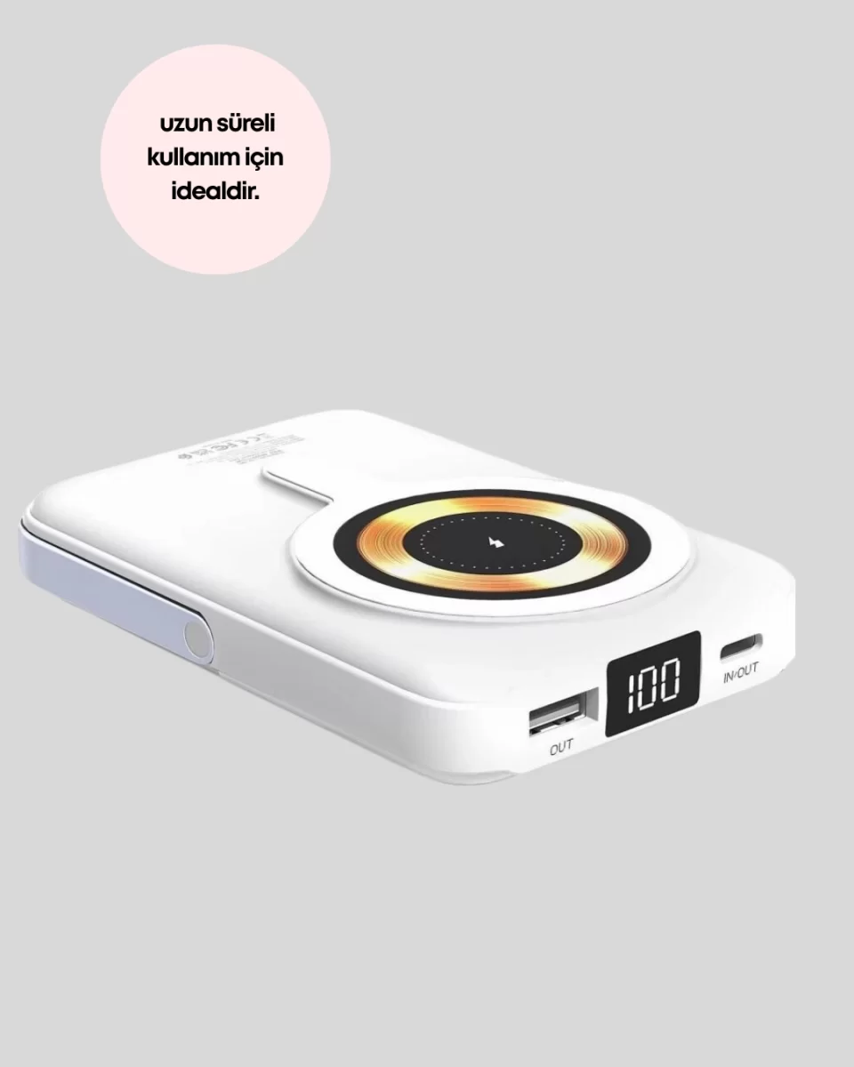 Manyetik Kablosuz Powerbank 22.5W Hızlı Şarj LCD Ekranlı - Görsel 3