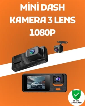 3 Kanallı Araç DVR – Ön + İç + Arka Kamera ile Tam Kapsama, Yüksek Güvenlik