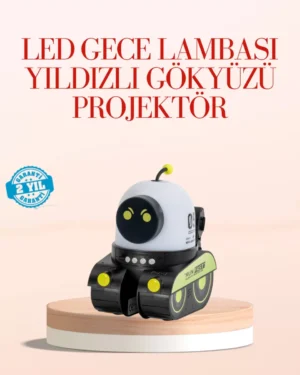 Robot Tasarımlı Bluetooth Hoparlörlü Yıldızlı Gökyüzü Projektör