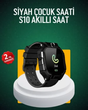 S10 Siyah Çocuk Takip Saati Güvenli Alan Uyarısı ve Sesli Mesaj