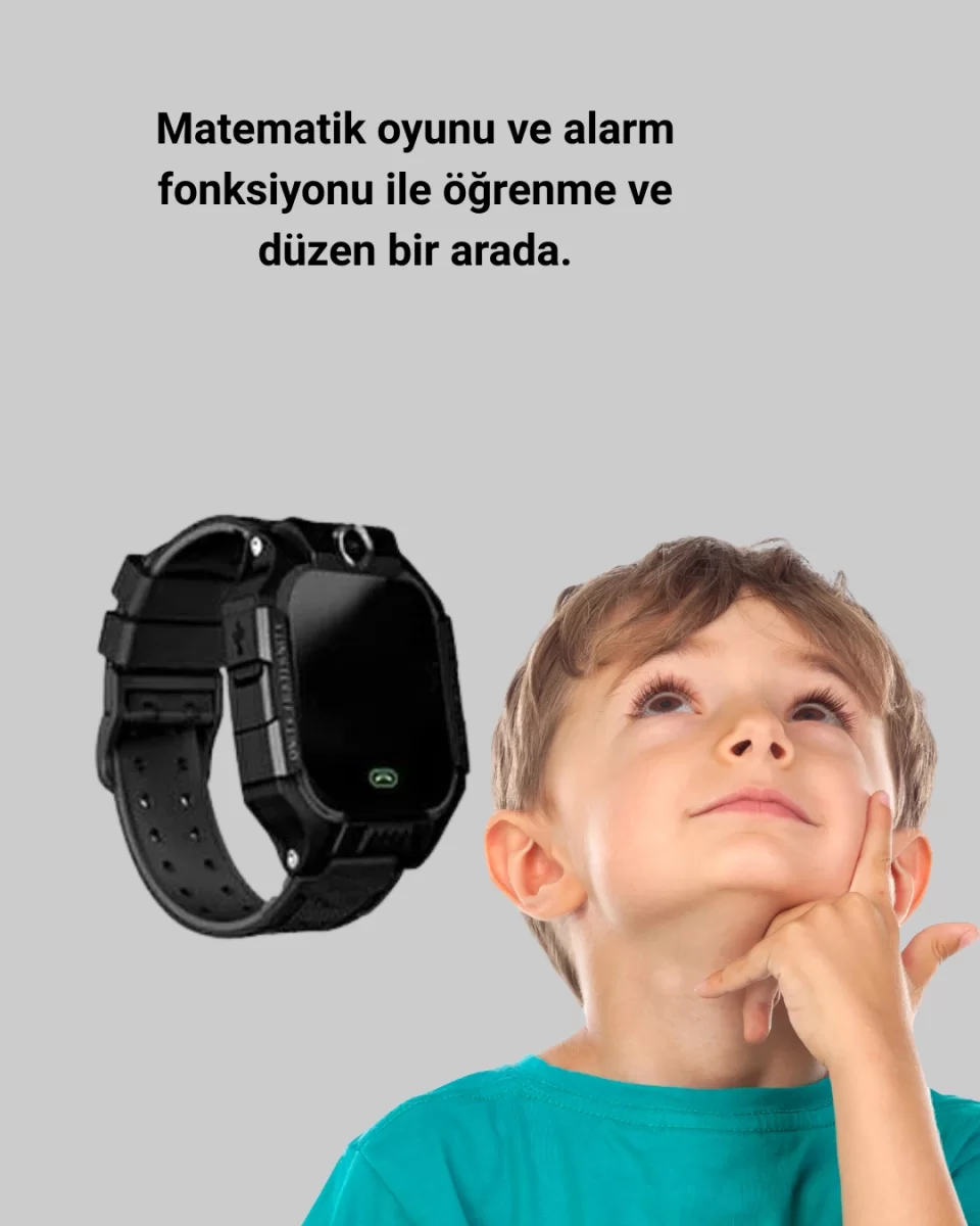 S10 Siyah Çocuk Takip Saati Güvenli Alan Uyarısı ve Sesli Mesaj - Görsel 2