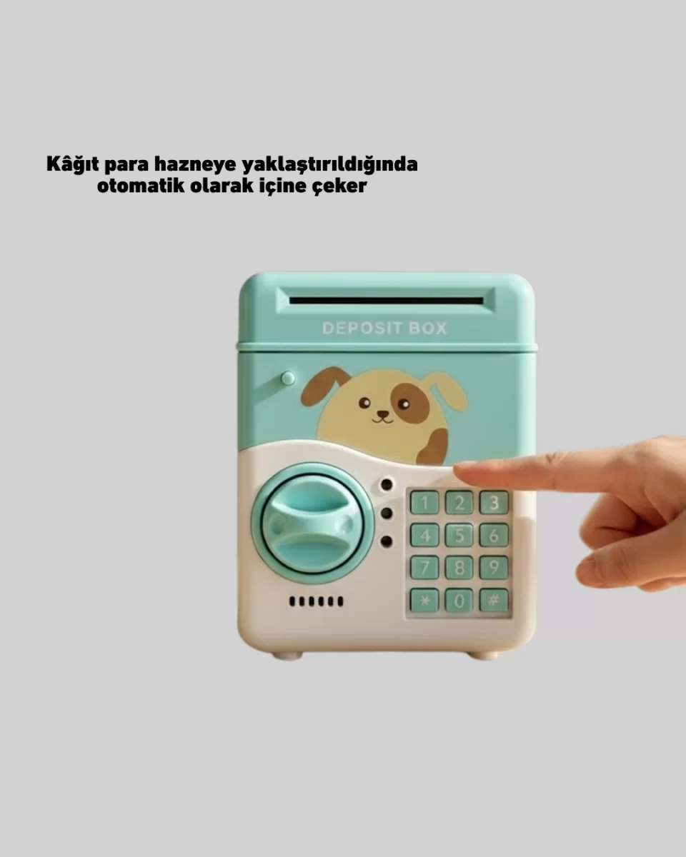 Su Yeşili Işıklı Sesli Elektronik Şifreli Çocuk Kumbarası - Görsel 5