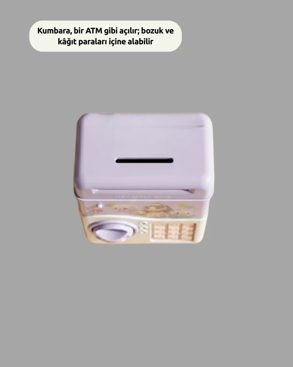 Çocuklar İçin Elektronik Şifreli Para Biriktirme Kumbarası Mor - Görsel 4