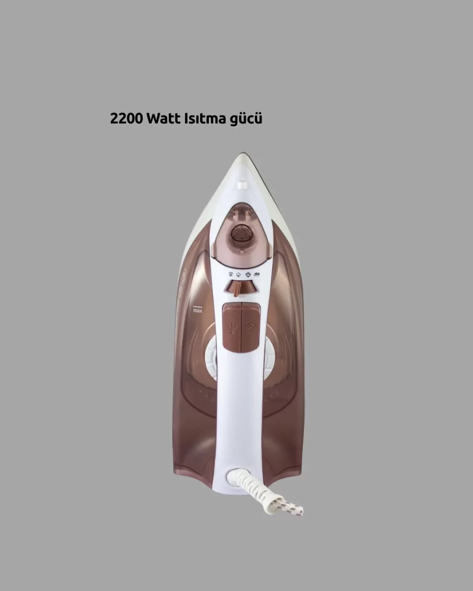 2200 Watt Buharlı Ütü Kahverengi Seramik Taban Şok Buharlı - Görsel 4