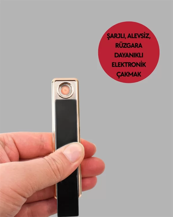 Rüzgar Geçirmez Elektronik Çakmak – Modern Tasarım, Metal Gövde - Görsel 4