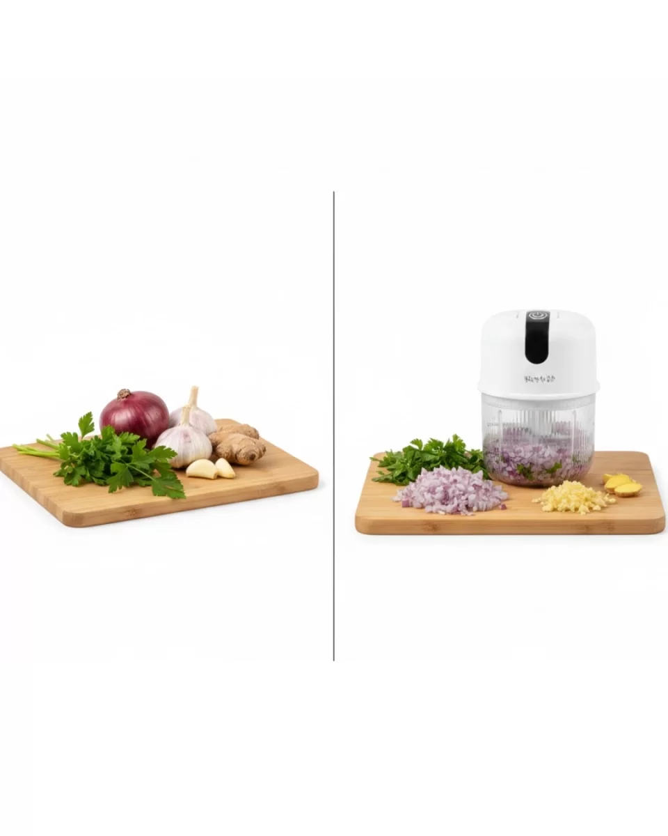 USB Şarjlı Mini Rondo Sarımsak Soğan Zencefil - Görsel 2