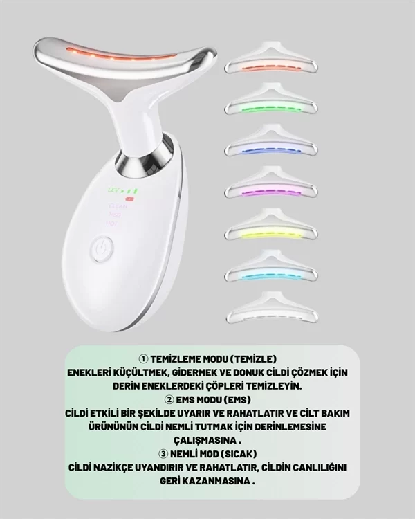 Şarjlı Akıllı Cilt Temizleme ve Nemlendirme Cihazı – 500 mAh, Otomatik Kapanma ve EMS Modlu - Görsel 4