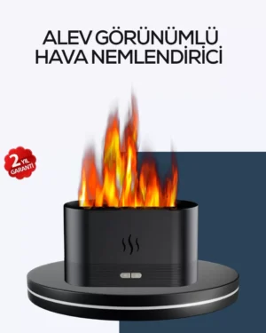 Aromatik Oda Kokusu Difüzörü Alev Tasarımlı LED Işıklı Nemlendirici