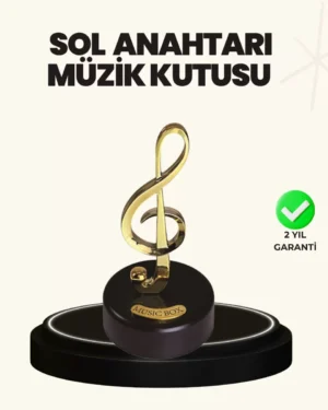 Dönen Sol Anahtarı Figürlü Müzik Kutusu Şık Hediyelik Dekor