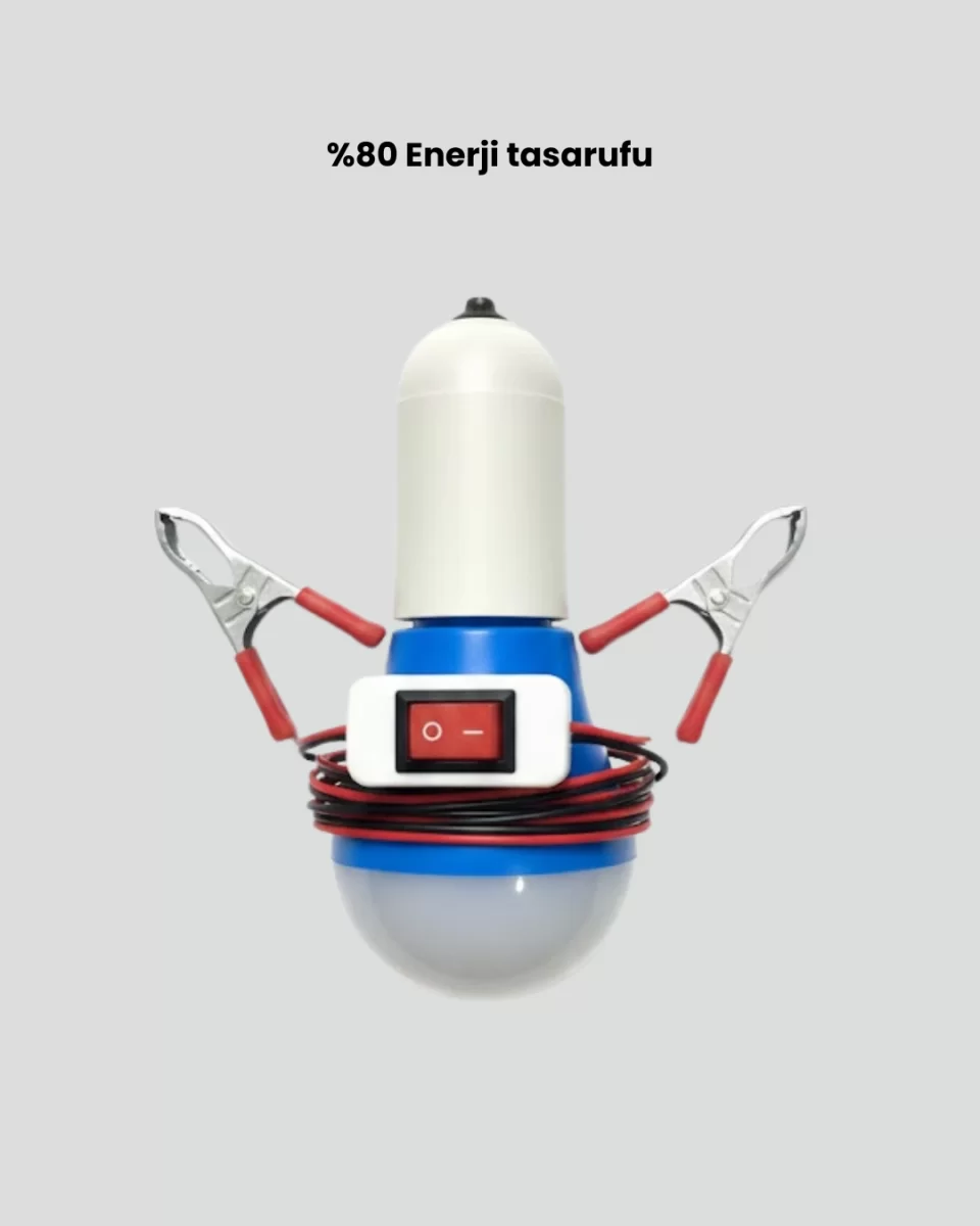 Timsah Kıskaçlı 12V LED Ampul Kamp ve Acil Durum Lambası - Görsel 2