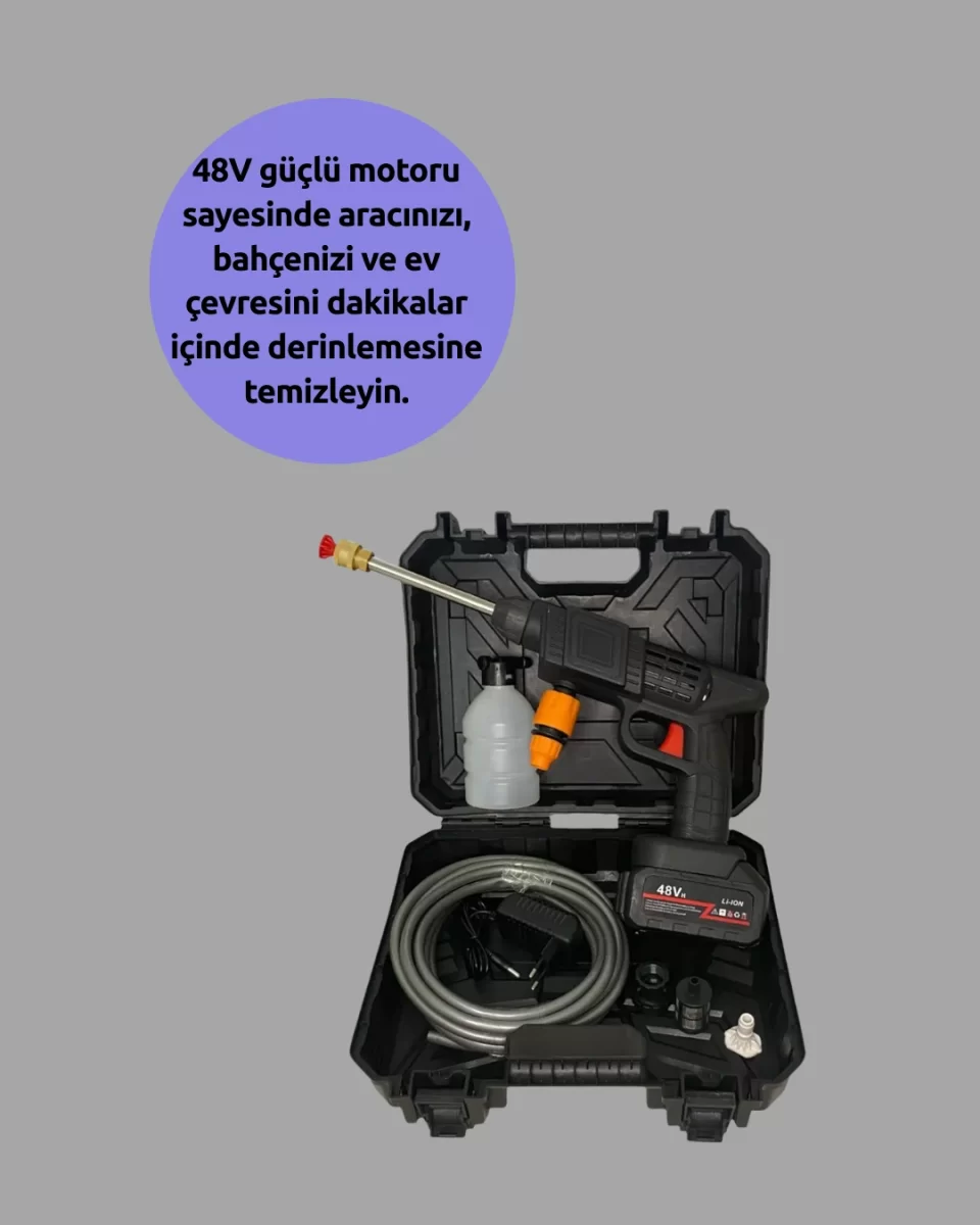 Taşınabilir Şarjlı Basınçlı Yıkama Tabancası Köpük Aparatlı - Görsel 2