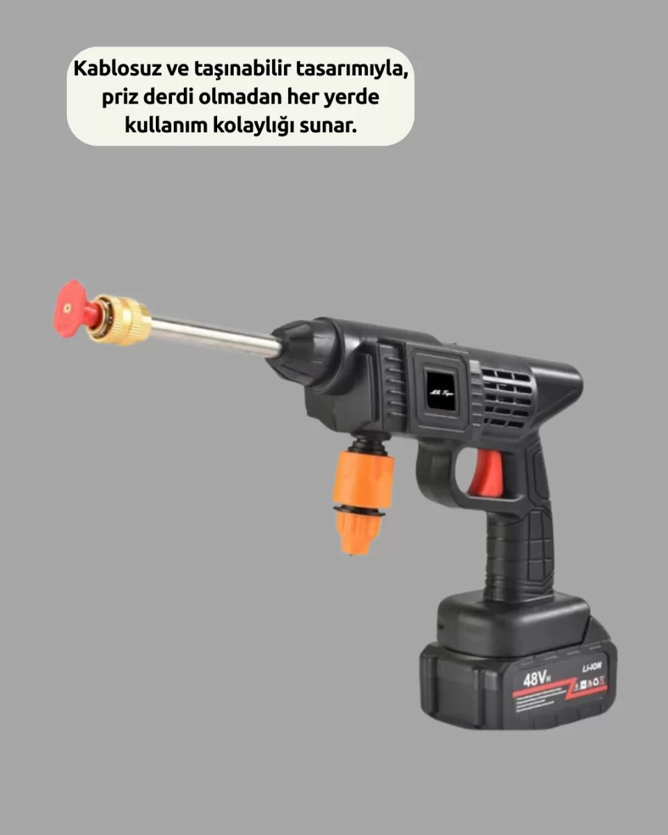 Taşınabilir Şarjlı Basınçlı Yıkama Tabancası Köpük Aparatlı - Görsel 3