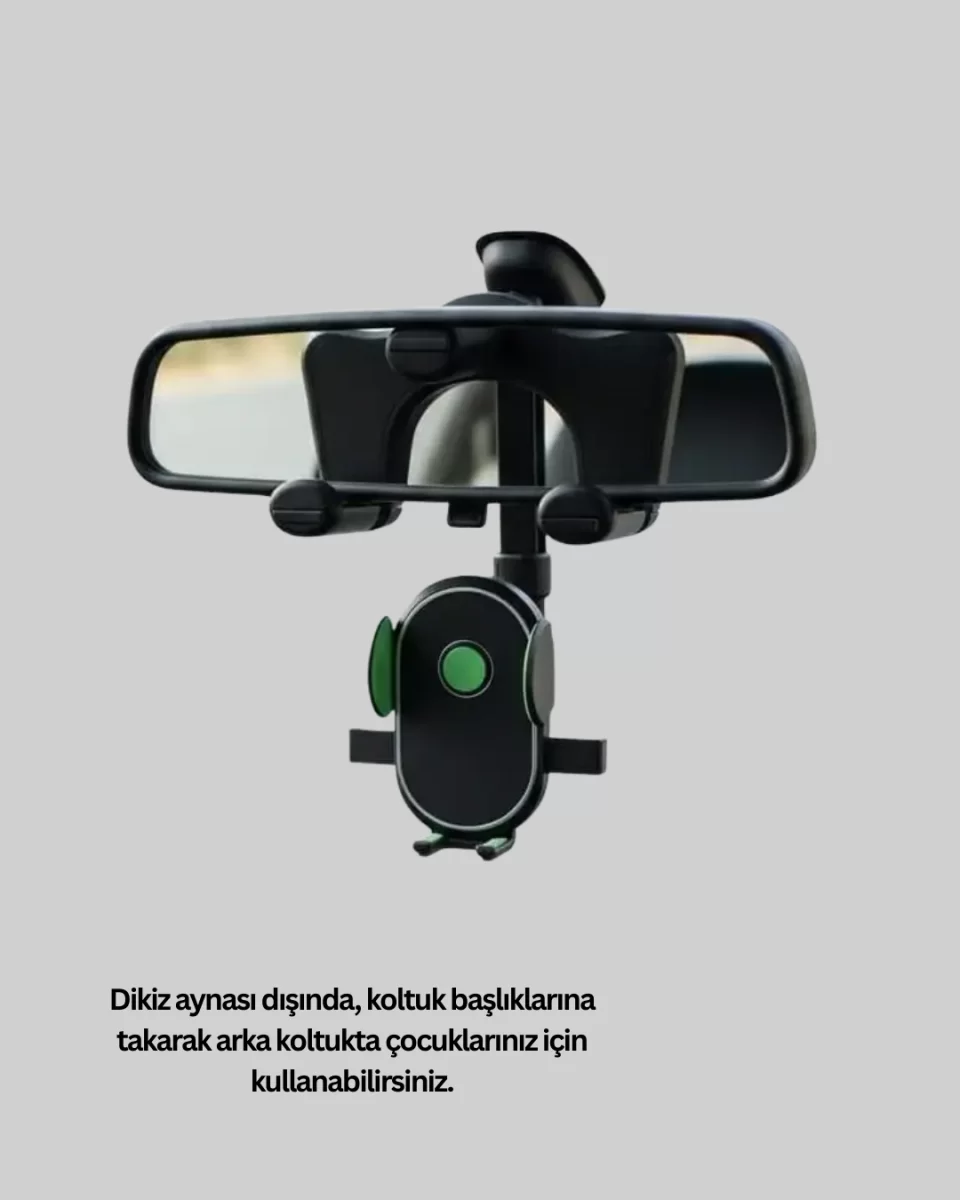 Ayarlanabilir Kıskaçlı Dikiz Aynası Telefon Tutucu Tüm Telefonlarla Uyumlu - Görsel 3