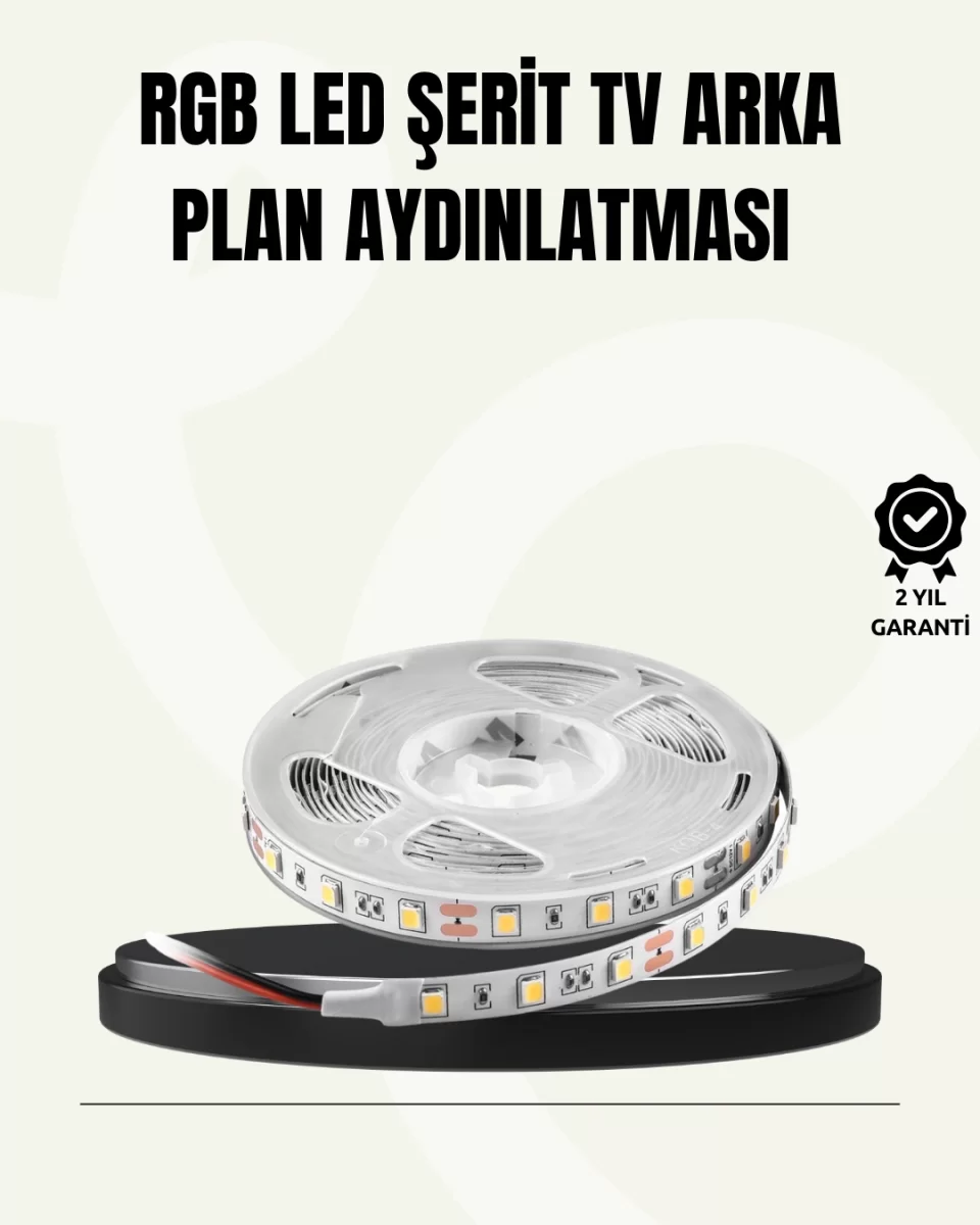 TV Arkası LED Şerit Işık Otomatik Açma Kapama Özellikli 2mt