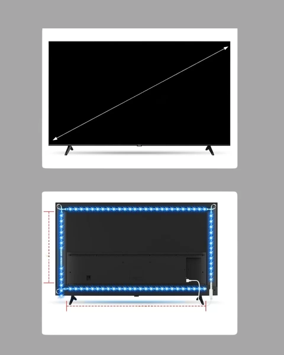 TV Arkası LED Şerit Işık Otomatik Açma Kapama Özellikli 2mt - Görsel 2