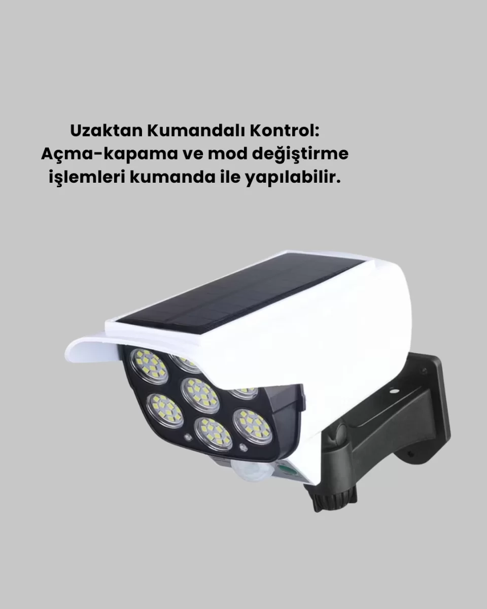 Uzaktan Kumandalı Güneş Enerjili LED Güvenlik Lambası Kamera Tipi Hareket Sensörlü - Görsel 3