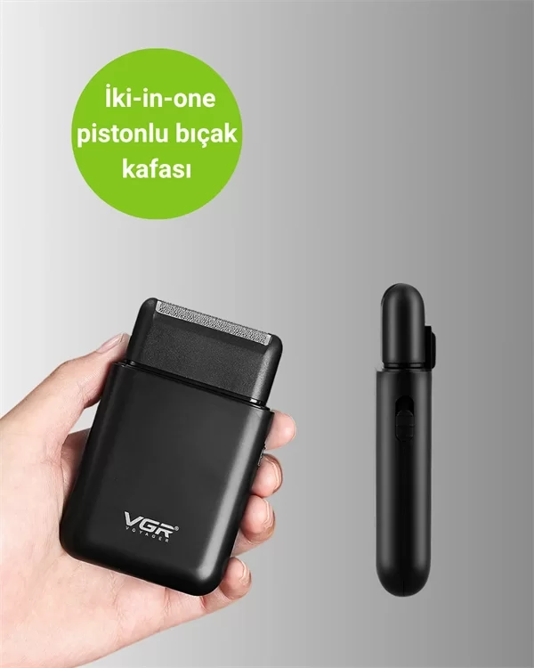 USB Şarjlı Traş Makinesi – Piston + Ağ Başlık, 600 mAh Batarya - Görsel 5