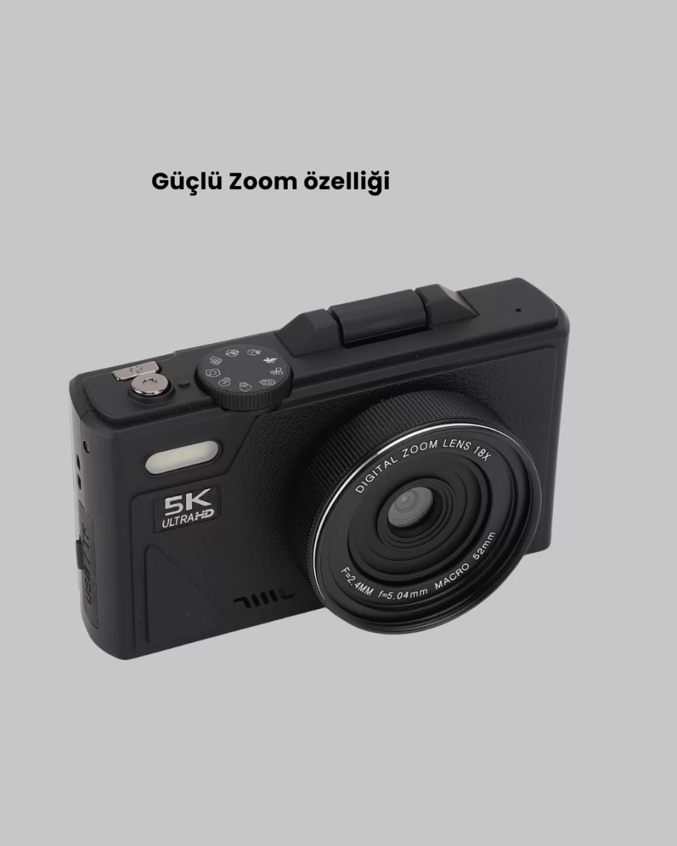 75MP 5K Video Destekli Dijital Kamera 18x Zoom Çok Eksenli Stabilizasyon - Görsel 4