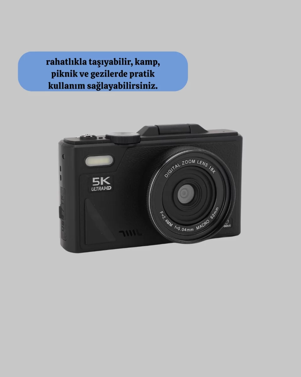 75MP 5K Video Destekli Dijital Kamera 18x Zoom Çok Eksenli Stabilizasyon - Görsel 5