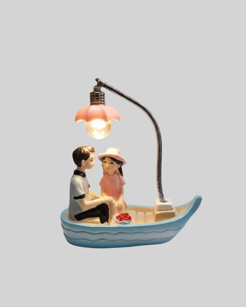 Romantik Çift Figürlü Gece Lambası Sandal Model Sevgiliye Özel Hediye - Görsel 2
