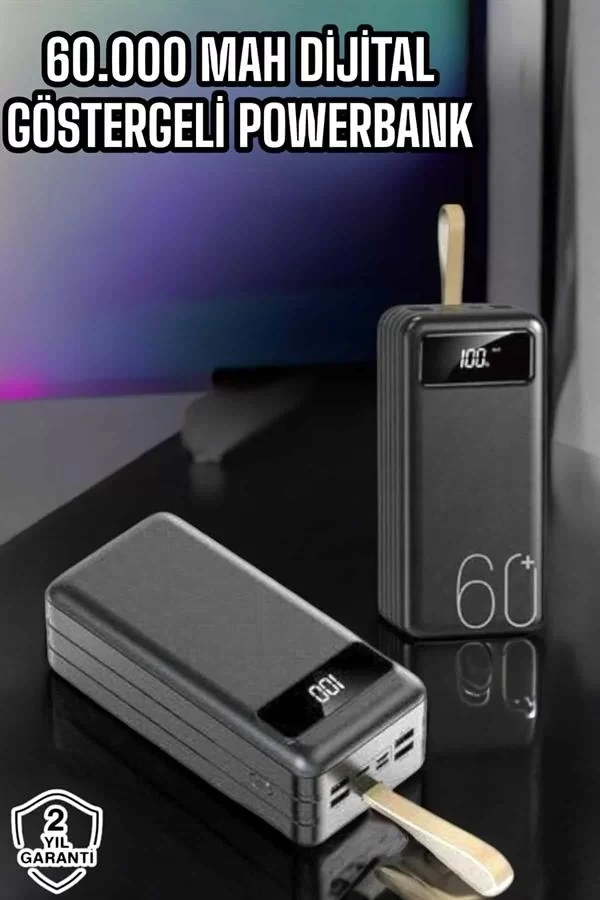 Powerbank 60.000 Mah Hızlı Şarj 4 Çıkışlı Uzun Şarj Süreli Dijital Göstergeli - Görsel 2