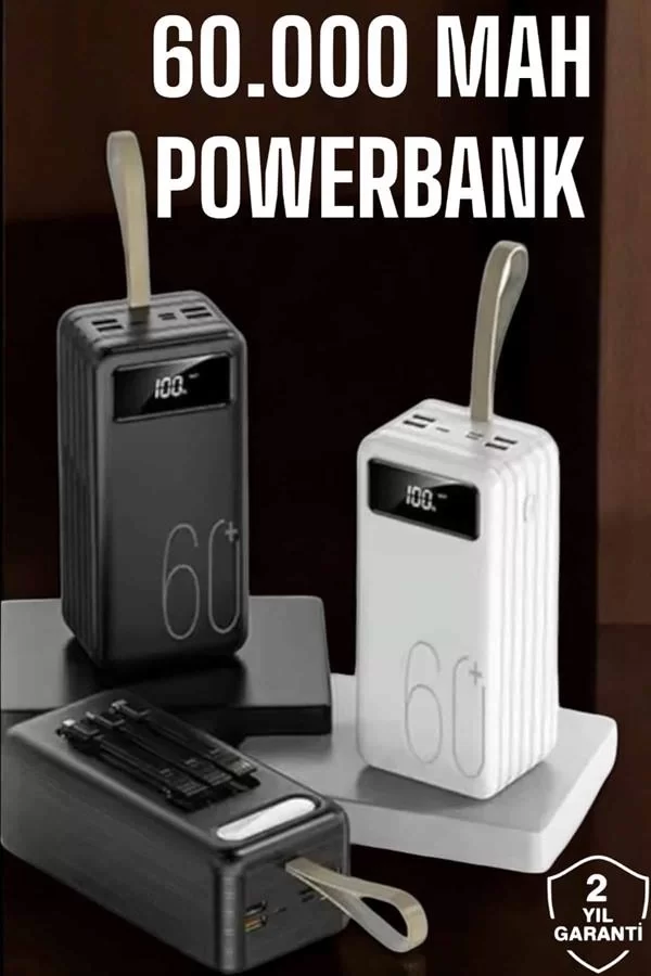 Powerbank 60.000 MAH Dijital Göstergeli 4 Portlu Taşınabilir - Görsel 2