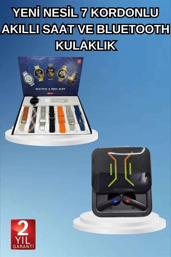 2025 Model Kablosuz Kulaklık ve Yeni Nesil Akıllı Saat Metal Kayış Plastik Kayış - Görsel 2