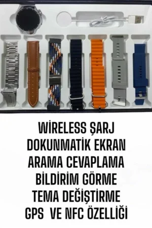Akıllı Saat 7 Kordonlu Yeni Nesil Arama Cevaplayan Çok Fonksiyonlu