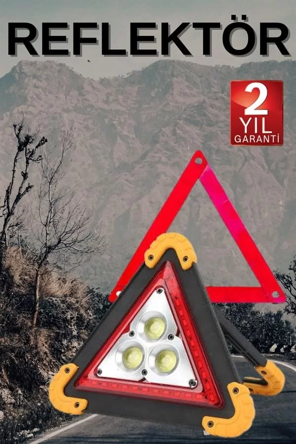 Solar Şarjlı Çok Fonksiyonlu Reflektör Işıklı Ikaz Lambası Acil Durum Reflektörü Acil Durum Uyarı Lambası - Görsel 2