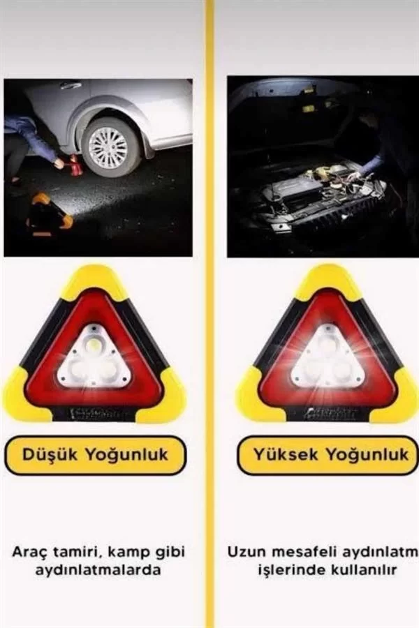Solar Şarjlı Çok Fonksiyonlu Reflektör Işıklı Ikaz Lambası Acil Durum Reflektörü Acil Durum Uyarı Lambası - Görsel 5
