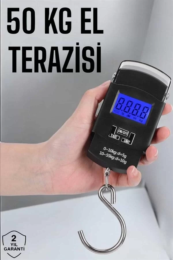 50 Kg El Kantarı Ağırlık Ölçer Dijital Ekranlı Kancalı Portatif - Görsel 2