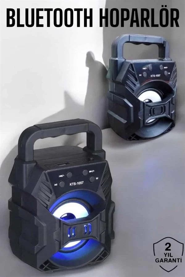 Taşınabilir Bluetooth Hoparlör Led Işıklı Uzun Pil Ömrü - Görsel 2
